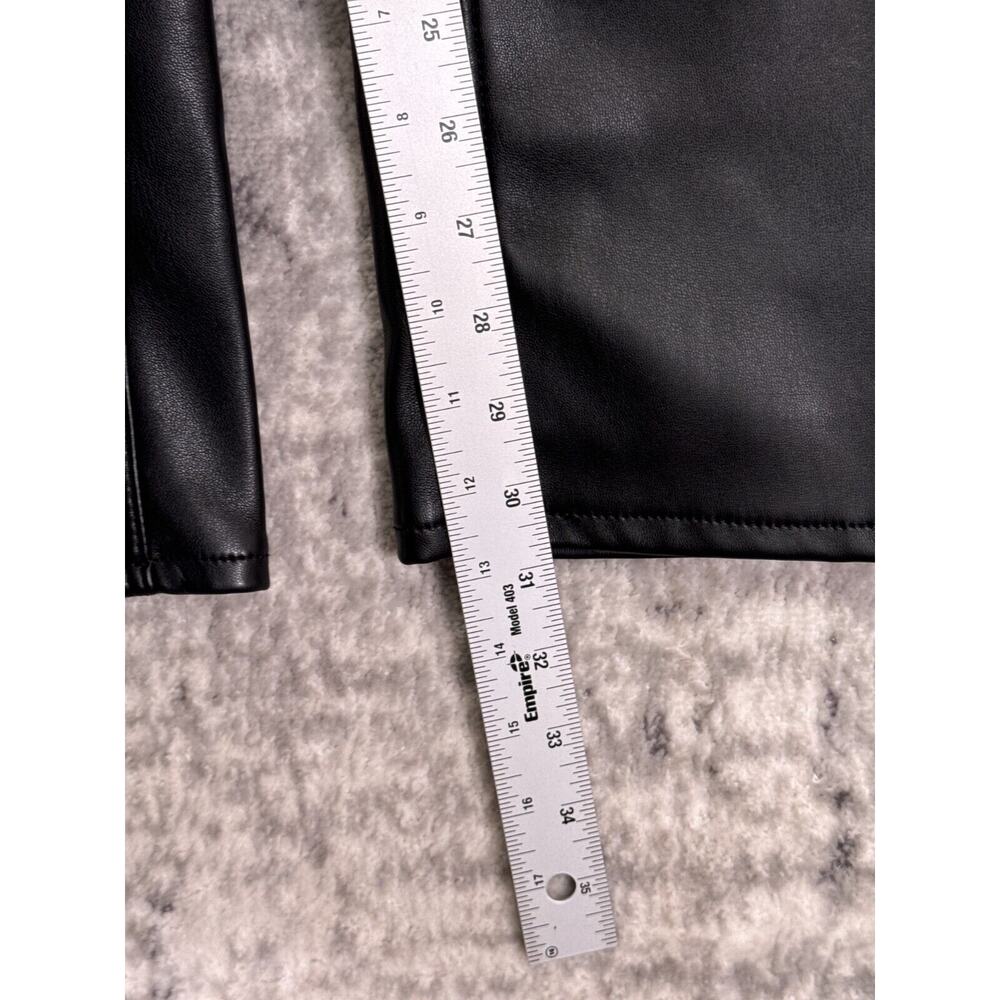 Good American Pants 8 / 29 Womens Good Icon Straight Vegan Leather Cutout Black - Picture 5 of 7